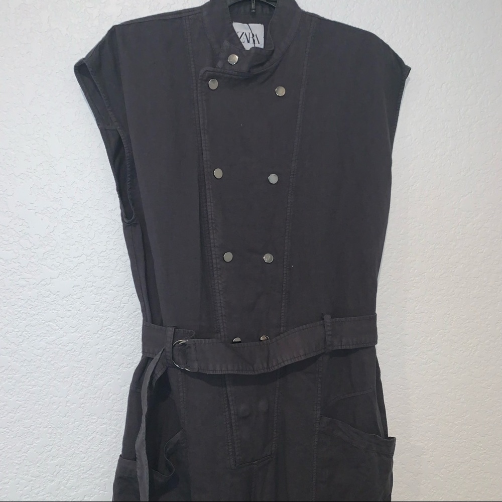 NEW $119 Zara Cotton Linen Blend Utility Jumpsuit with Belt Large FW21 4043/272 - Picture 6 of 15